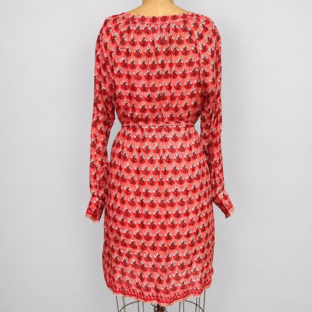 J.Crew Cabana Mini Dress M NWT Ramie Block Print Coral Floral Slip $198 - Picture 2 of 16